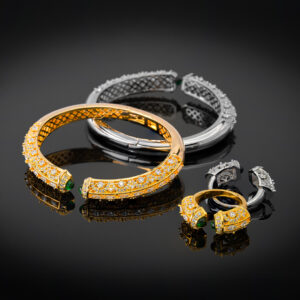 طقم زيركون مزخرف مع عاج طبيعي